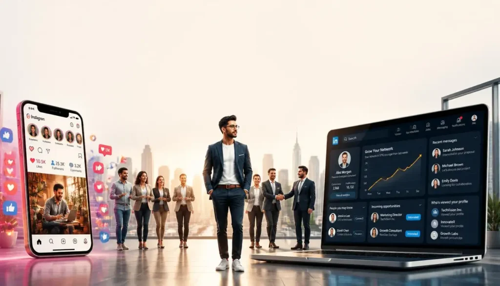 Freelancer attracting high-paying clients through LinkedIn instead of Instagram in 2026.